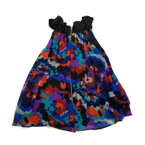 Free Generation Sleeveless Ruffle Collar Multicolor Swing Shirt/Blouse Womens M - Picture 3 of 5